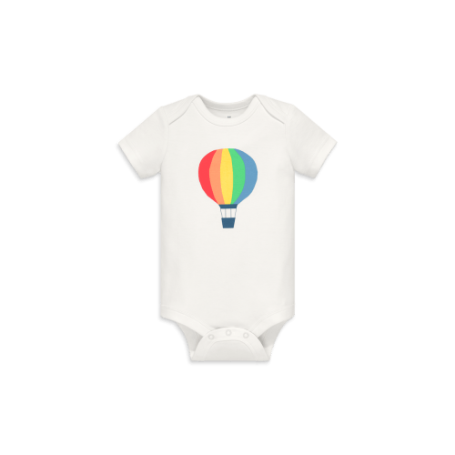 Organic Short Sleeve Hot Air Balloon Babysuit, 6-9M