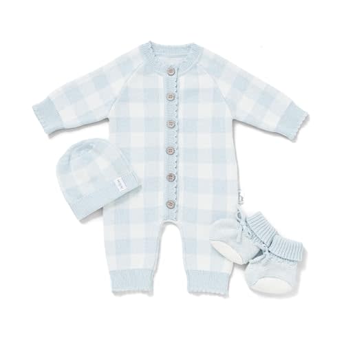 Avibae 3-Piece Cotton Newborn Baby Set with Knit Outfit, Hat, Booties | Long Sleeve Cute Infant Outfit, Baby Boys and Girls Set