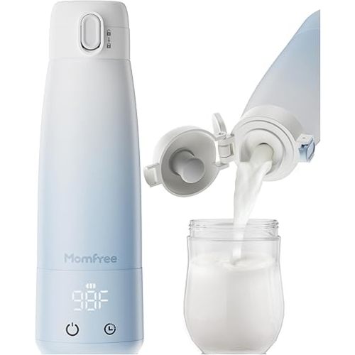 Portable Bottle Warmer for Breastmilk: Baby Milk Warmer with Smart Touch LED Temperature Control | Food-Grade Cordless On The Go Heating Bottle - 5 Mins Quick Milk Heating & Water 12 Ounces