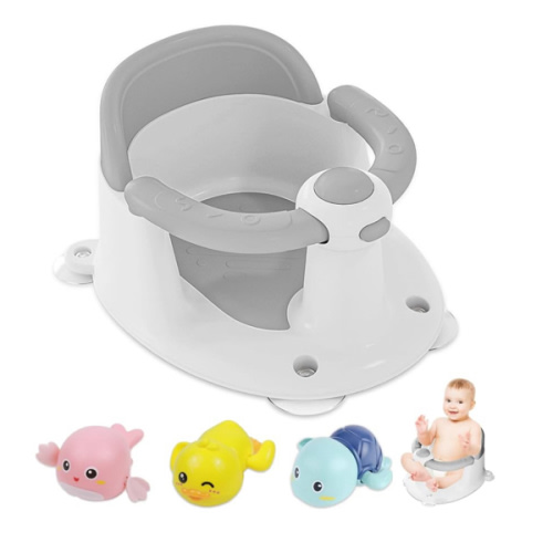 Baby Bath Seat for Babies 6 Months & Up, Bath Seats for Babies Sitting Up, 3 Baby Bath Toys, Open Design, Non-Slip, Compact Toddler Bath Seat.