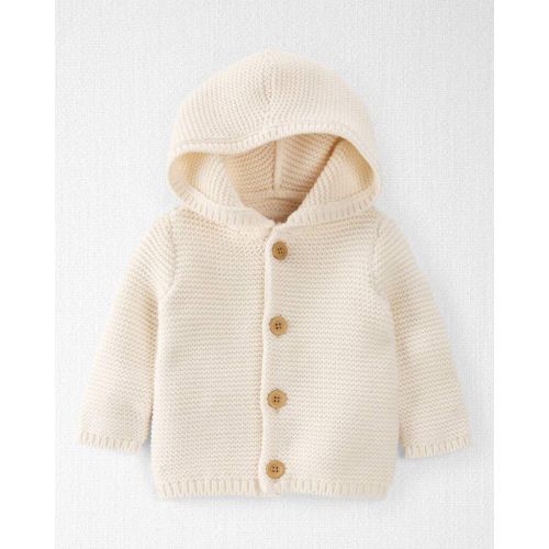 Baby Organic Cotton Signature Stitch Cardigan - Cream