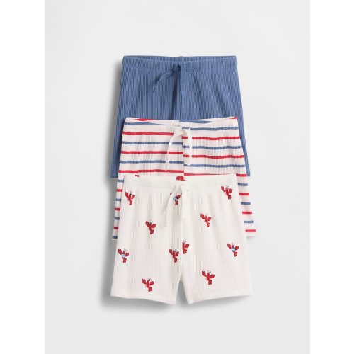 Baby First Favorites TinyRib Stripe Pull-On Shorts (3-Pack)