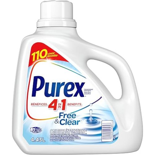 Purex Free and Clear Liquid Detergent for Sensitive Skin, 4.43 Liters (Packaging May Vary)