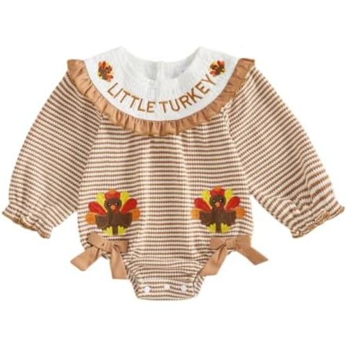 Baby Girl Christmas Romper Long Sleeve Smocked Santa/Tree Bodysuit