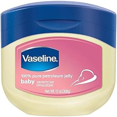 Vaseline, 100% Pure Petroleum Jelly Baby, Dermatologist Recommended, Hypoallergenic, Skin Protectant, Treat & Prevent Diaper Rash and Chafed Skin, Seals out Wetness, 2 pack -13 oz ea