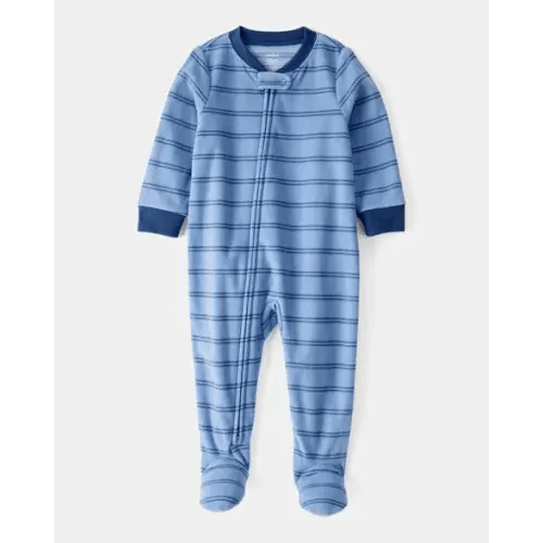 Baby Boy 1-Piece Striped Fleece Footie Pajamas - Blue | Carter's
