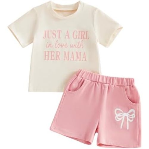 Hnyenmcko Baby Girl Summer Clothes Daddy's Girl T-Shirt and Shorts Set