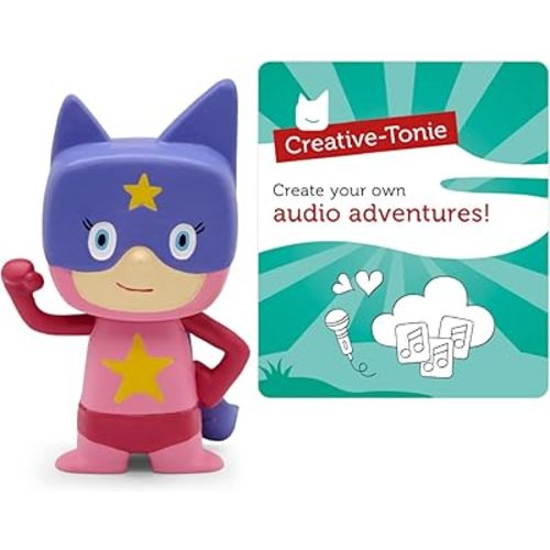 Tonies Superhero Creative Toy Figurine - Record and Upload up to 90 Minutes of Your Own Stories and Songs - Pink/Purple
