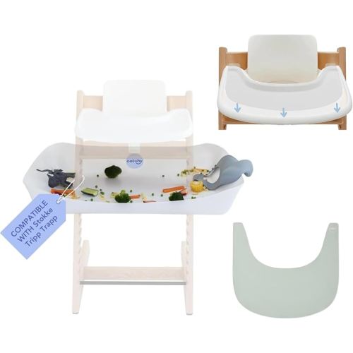 CATCHY - Stokke Tripp Trapp Bundle - 1 Catchy - The Food & Mess Catcher, 1 Silicone Placemat + 2 Suction Solvers - for ONLY The Stokke Tripp Trapp Highchair - Highchair Sold Separately