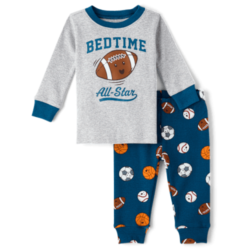 Baby And Toddler Boys Sports Snug Fit Cotton Pajamas - Blue