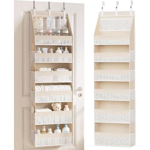 CERETIA Over the Door Organizer, Closet Hanging Storage for Nursery, Beige