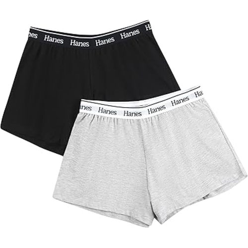 Hanes Womens Originals Pajama Shorts Pack, 2-Pack, Comfywear Pajamas for Women Set, Loungewear Clothing, Sleep Shorts