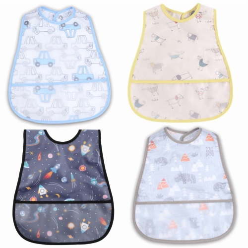Baby bibs Waterproof Toddler bib - Feeding bib with Pocket for Infant Boy Girl Washable 6-36M