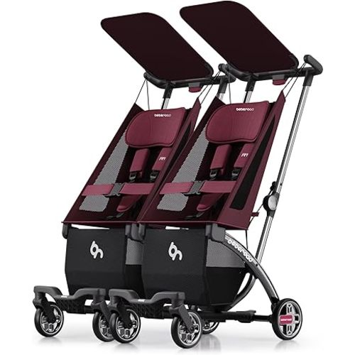 Beberoad Love R1 Auto-Folding Ultra Lightweight Double Stroller Twin Strollers, Side by Side Stroller for Babies and Toddlers Aged 6-36 Months, Only 23.5 lbs, Can Turn into Two Single Strollers, Red