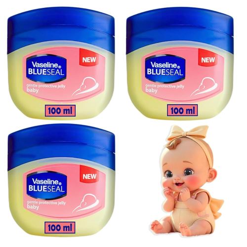 Vaseline Baby 3 Pack, 100 ml Each – Gentle Protective Formula – Hypoallergenic & Dermatologist Tested.