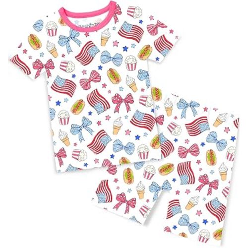 babee Reshinee Bamboo Viscose Toddler Unicorn Mermaid Girls Kids Pajamas Short Sleeve Summer Cool Snug fit Pjs, 2pcs