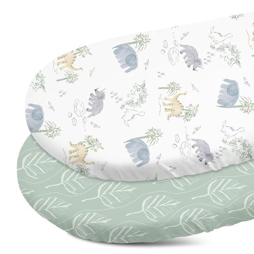 Gllquen Baby Bassinet Sheets Set 2-Pack, Breathable Cozy Bassinet Fitted Sheet Universal Fit Standard Mattress Oval Rectangle Cradle Baby Sheets for Baby Boy Girls Unisex 32"x16"(Seashell)