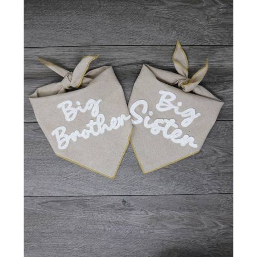 Custom Dog Bandana - Embroidered by Hand - Big Brother Big Sister Announcement - Baby Security