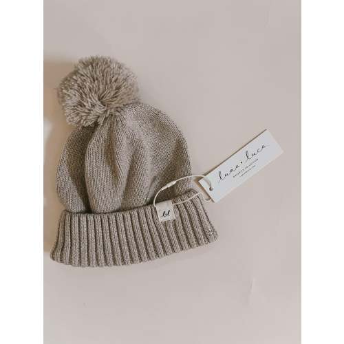 Luna + Luca Pom Beanie - Heather Beige