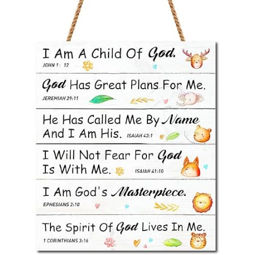 Gwisml I am a Child of God Plaque Wall Decor, Church Nursery Decor, Religious Posters for Classroom, Christian Classroom Decor, Cchristian Nursery Wall Decor, Religious Classroom Decorations