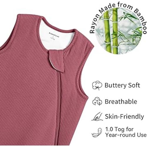 BubblePanda Rayon Made from Bamboo Sleep Sack 0-6 Months Newborn Infant Sleep Sack 0-3 Months 1.0 Tog Breathable Baby Wearable Blanket With 2-Way Zipper Unisex Sleeping Bag for Babies