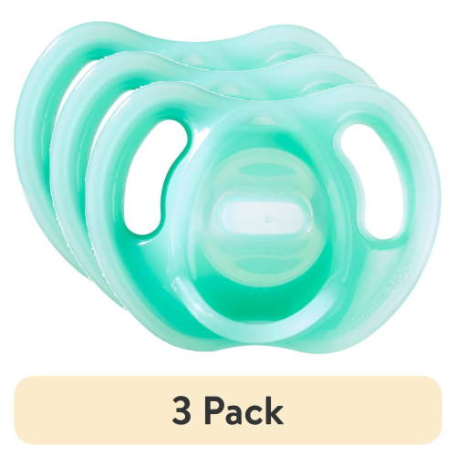 (3 pack) Tommee Tippee Ultra-light Pacifiers, 0-6 months, 2 pack of one piece silicone, BPA free pacifiers