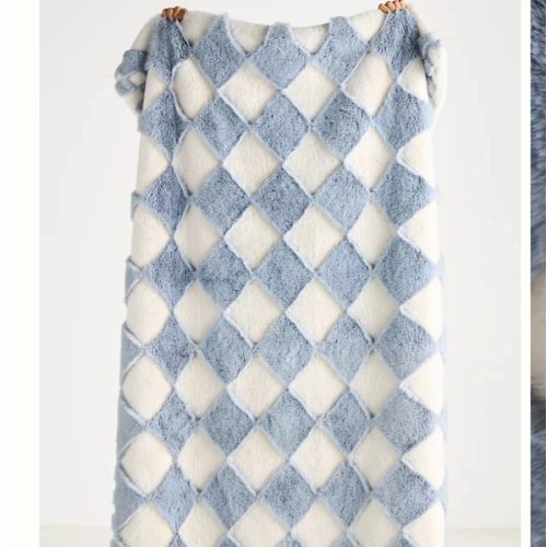 Chella Checkered Faux-Fur Throw Blanket