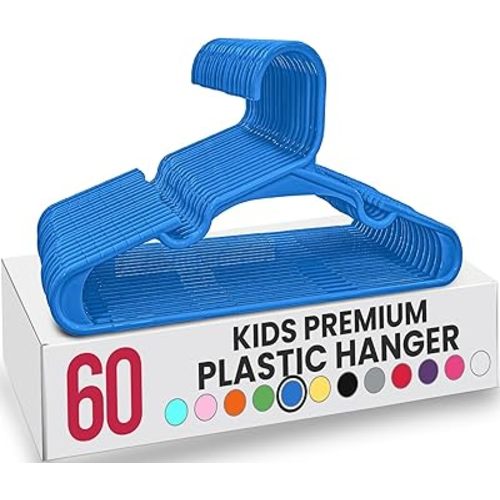 Utopia Home 60 Pack Kids Hangers - 11.5 Inch Plastic Baby Hangers for Closet - Childrens Hanger for Clothes & Infant Hanger for Closet - (Blue)