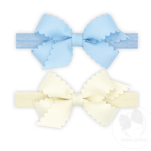 GIFT PACK! Two Mini Scallop Bows With Bands - MIB/ANW | Wee Ones Hair Bows & Accessories