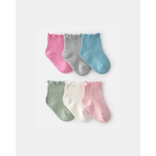 Baby Girl 6-Pack Lettuce Edge Ankle Socks | Carter's