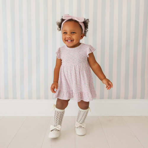 Andina Rose Pointelle Ruffled Bodysuit Dress