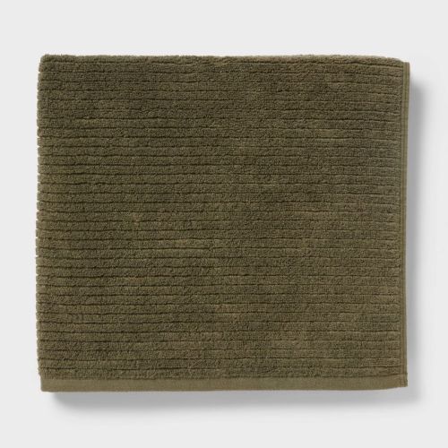 2pk Quick Dry Ribbed Bath Towel Set Dark Olive Green - Threshold™