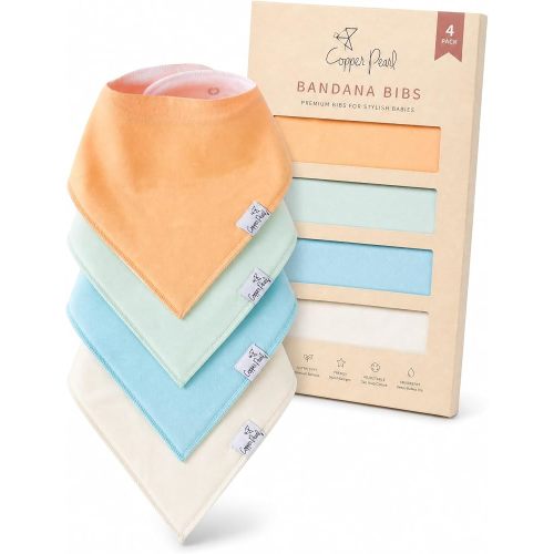 Copper Pearl Baby Bibs for Baby Boy or Girl – Bandana Drool Bibs for Teething, Absorbent Bibs for Eating, Newborn to Toddler, 4 Pack, Bennie