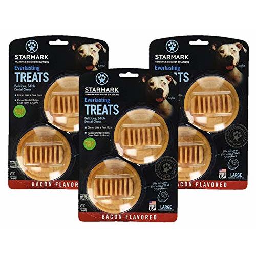 StarMark (3 Pack Star Mark Everlasting Bacon Dog Dental Chews, Large