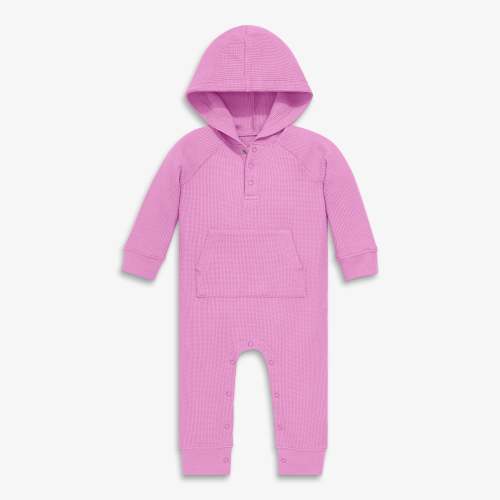 Baby heathered waffle henley romper | Primary.com