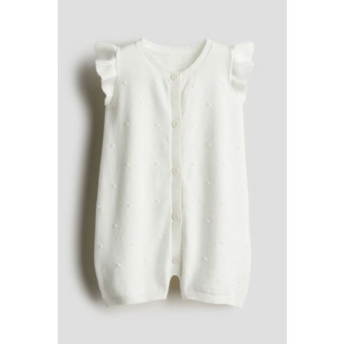 Knit Romper, White