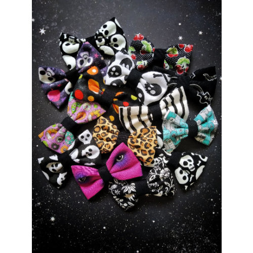 Mystery Pack of 3 Spooky Baby Hair Bows – Gothic Handmade Snap Clips
