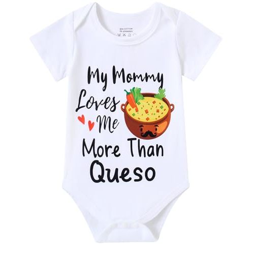 Lovefairy Baby Outfits Newborn Boys Girls Bodysuits Unisex Short Sleeve Clothes Funny Romper My Mommy Loves Me More Than Queso 0-3 Months