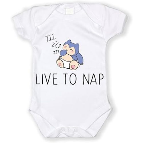Dittoxpression Live to Nap Sleepyhead Baby Bat Snorer in Diapers Unisex Baby Bodysuit, Unique Baby Shower 100% Cotton