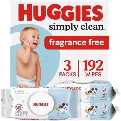Huggies Simply Clean Baby Wipes, Unscented, 3 Packs, 192 Wipes
