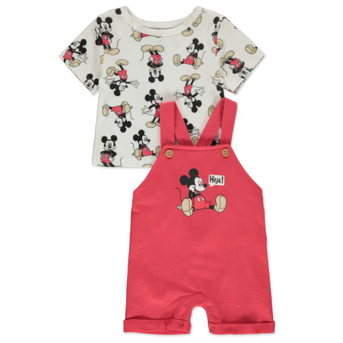 Disney Mickey Mouse Baby Boys' 2-Piece Shortalls Set Outfit