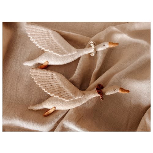 Handmade Felt Goose | Willow Wings Nursery Decoration | Cream or Almond | Neutral Nursery Decor| Cottagecore Woodland Nursery