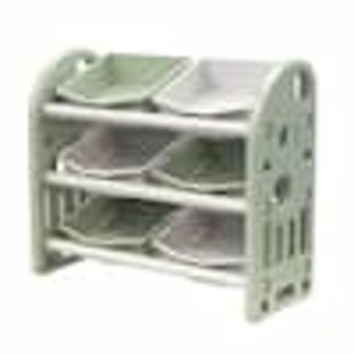 Bon Furni Green Multi-functional Kids Toy Storage Cabinet with HDPE Shelf and 6 Bins LMT0088F