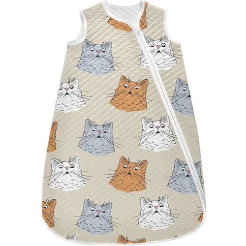vvfelixl Surprised Cat Baby Sleeping Bag,Toddler Sleep Sack,Baby Wearable Blanket,Sleep Suit for Infant Newborn Baby 0-6 Months