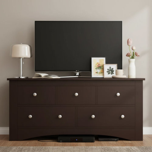 Ebern Designs 5-Drawer Wooden Dresser With Chest Storage, Bedroom Dresser & Tv Stand For Tvs Up To 65'' & Reviews | Wayfair
