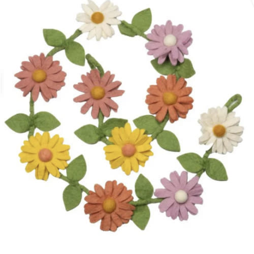 Fair Trade Handcrafted Felt Daisy Garland - Pastel- Blue Otter Toys