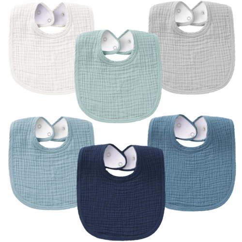 6-Pack Muslin Baby Bibs for Boys & Girls, Soft Cotton Absorbent Bandana Drool Bibs for Drooling & Teething
