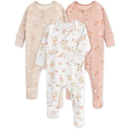 Yoofoss Baby Pajamas 100% Organic Cotton Baby Sleepers for Newborn 0-3 3-6 6-9 Months Boys Girl Clothes 3pcs Footed PJs