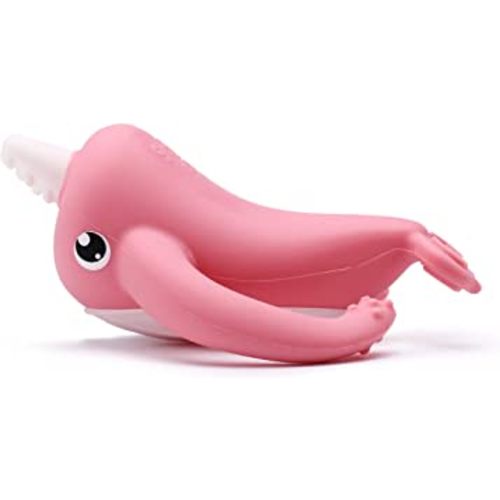 Smily Mia Narwhal Silicone Baby Teething Toys for 3-6 6-12 Months, Teething Relief Toys, Food Grade Silicone Teether Baby Toys, Sensory Toys for Teething Babies, Baby Essential, BPA Free, Pink