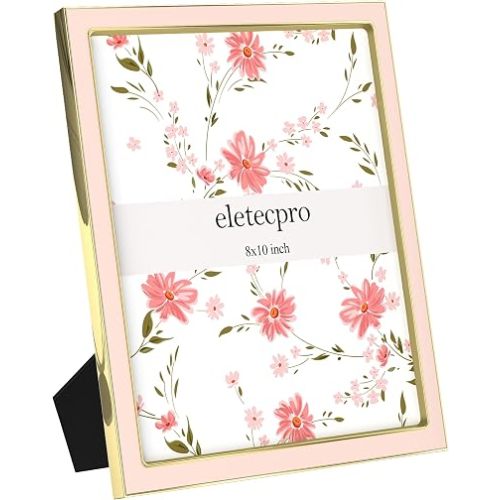 eletecpro 8x10 Enamel Picture Frame with Real Glass Cover, Pink, 1-Pack